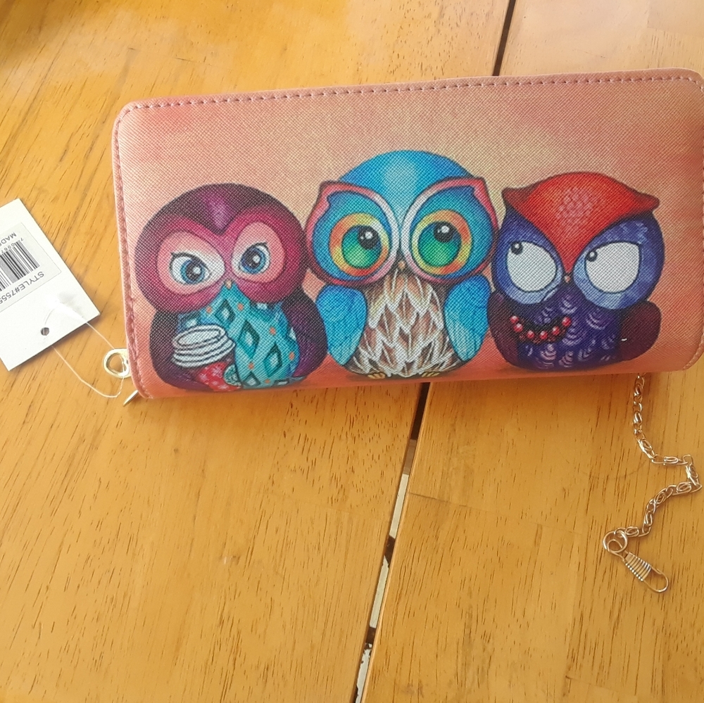 🌻 Yellow 3 Owls Wallet/Wristlet 🌻 New without Tags
